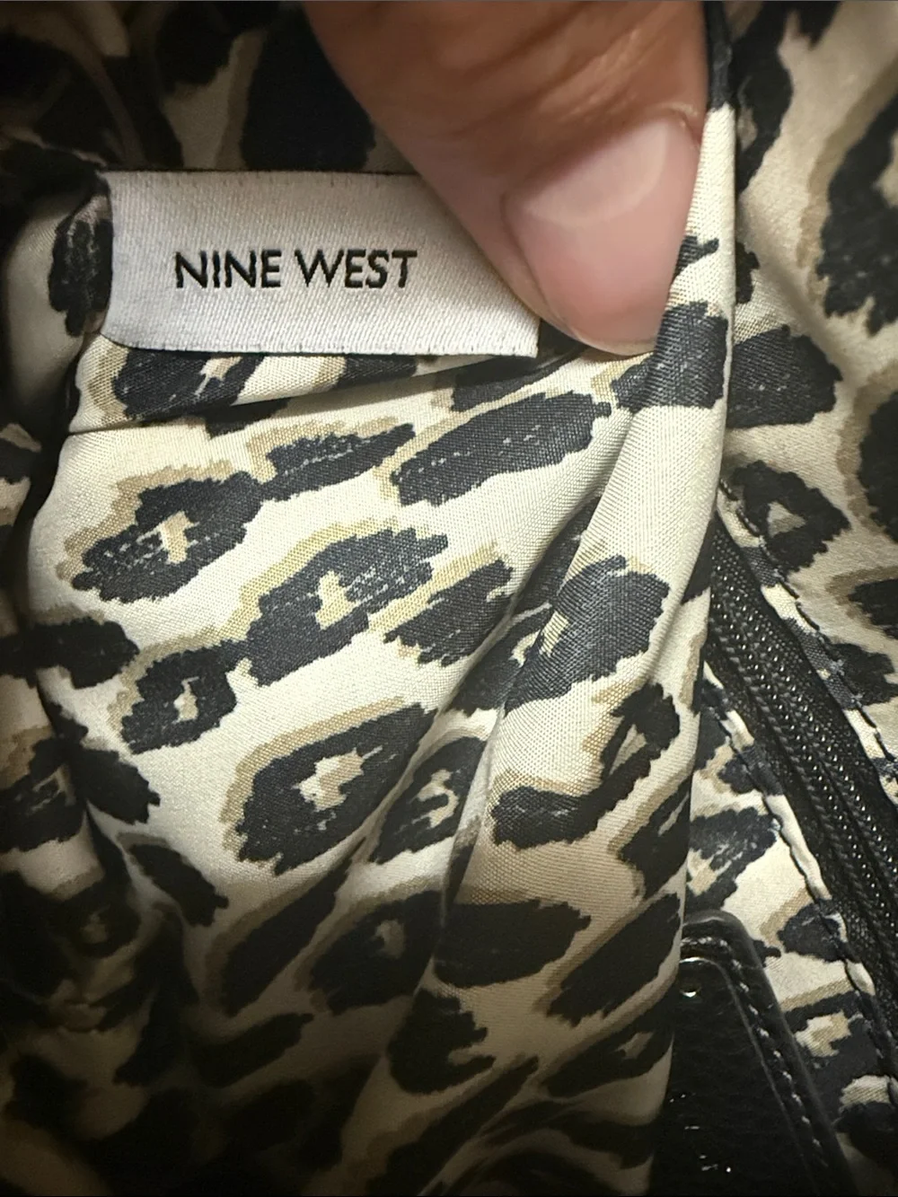 Nine West Black and Cream Two-Tone Faux Leather Pebbled Tote Bag